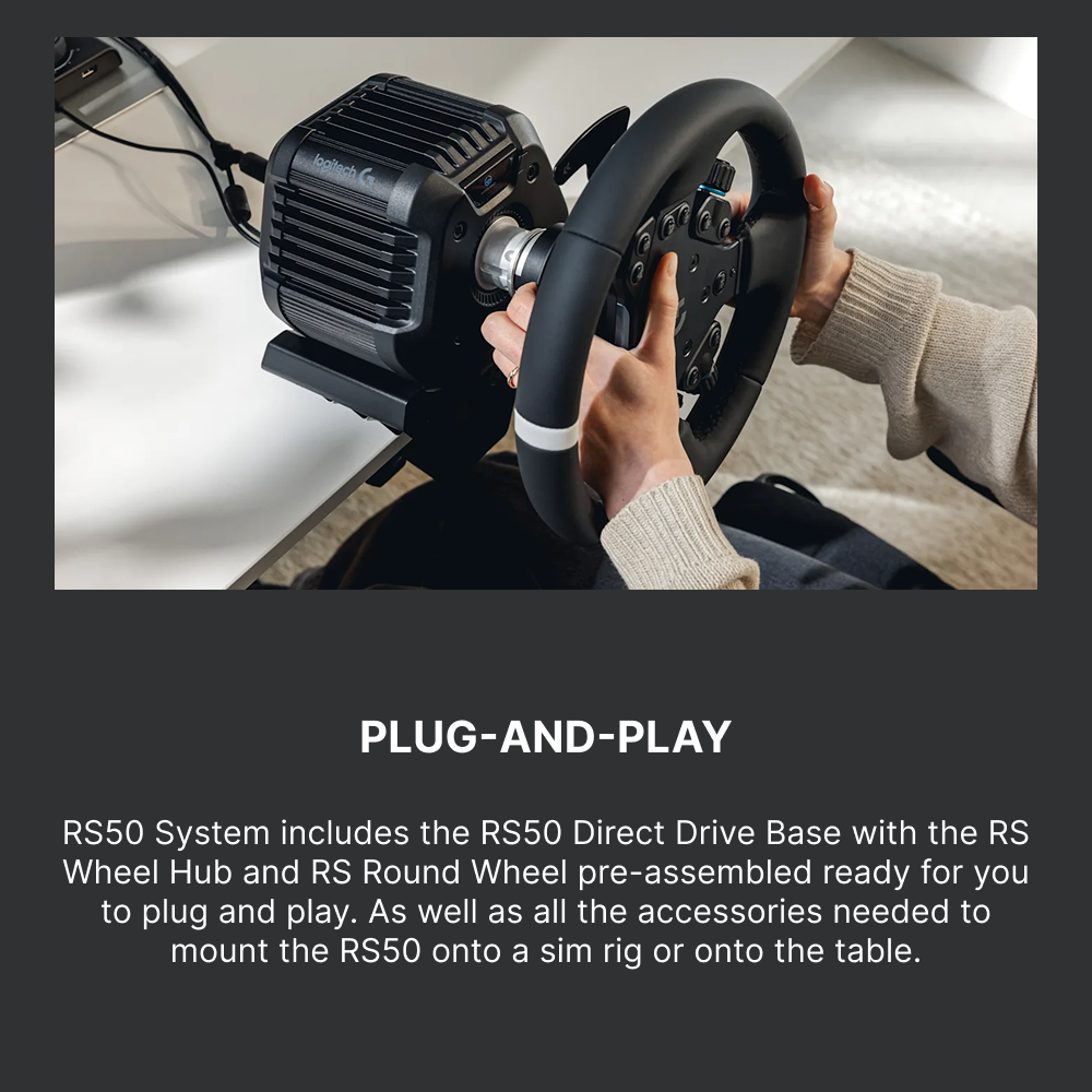Logitech G RS50 System 8 Nm Direct Drive Base with Steering Wheel and Table Clamp